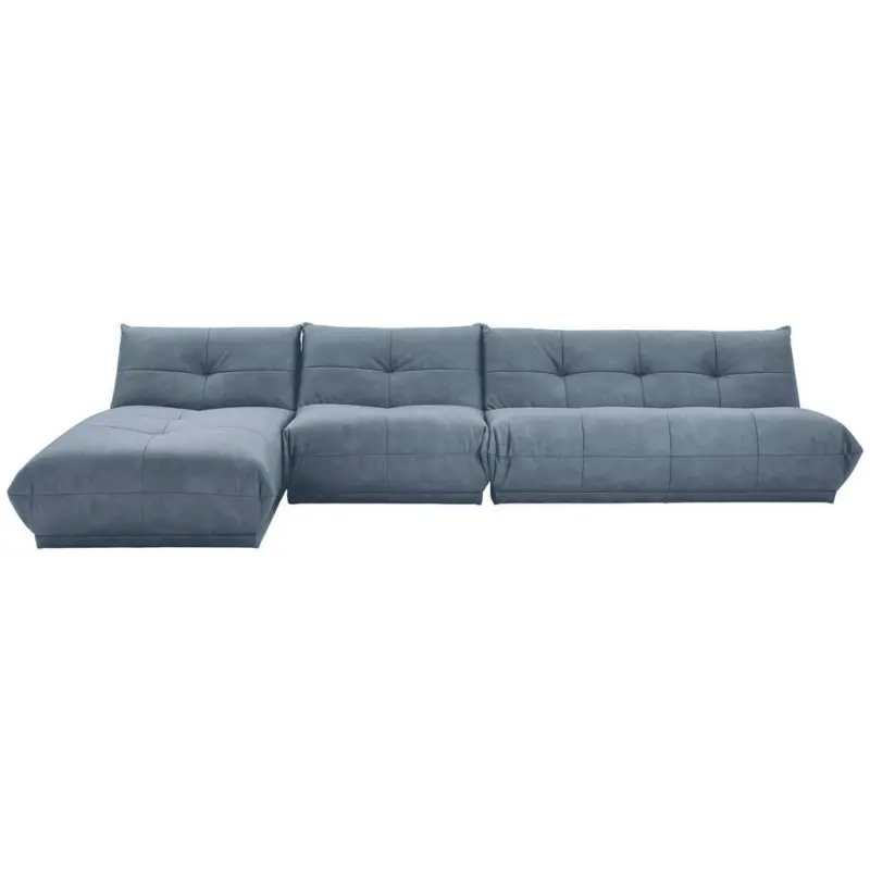 Ecksofa in Lederlook Blaugrau
