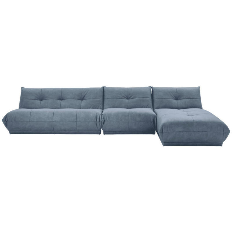 Ecksofa in Lederlook Blaugrau