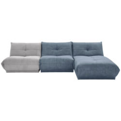 Ecksofa in Kord, Lederlook Grau, Blaugrau