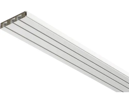 Vorhangschiene GE3 mit Profil für Blendenbefestigung weiß 3-läufig 150 cm