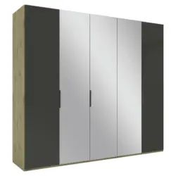 Drehtürenschrank in Anthrazit, Eiche Artisan
