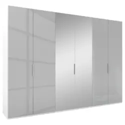 Drehtürenschrank in Grau, Weiß