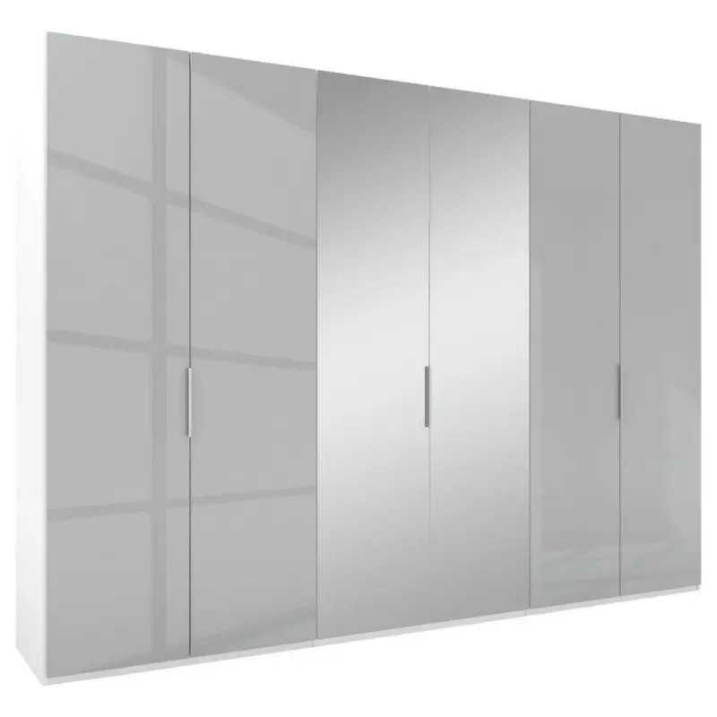 Drehtürenschrank in Grau, Weiß