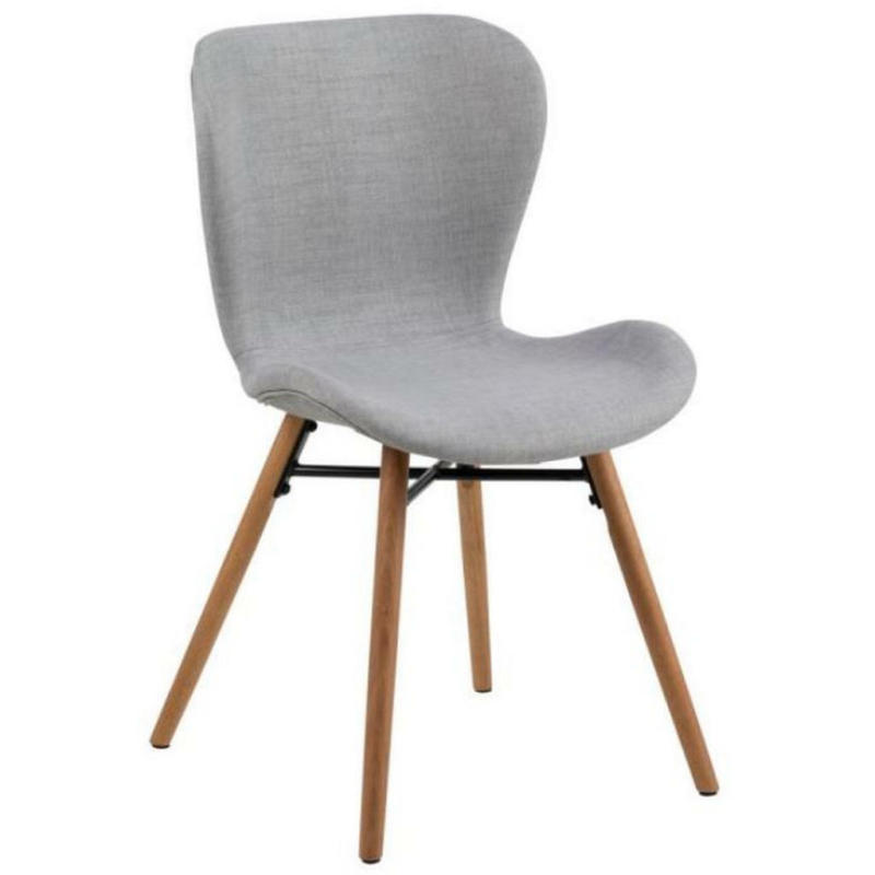 Stuhl in Holz, Metall, Textil Hellgrau