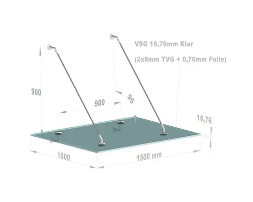 Vordach Hermine Small 150x100 cm VSG klar