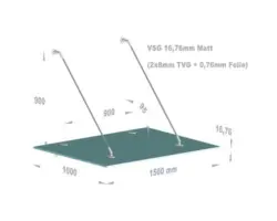 Vordach Hermine Small 150x100 cm VSG satiniert