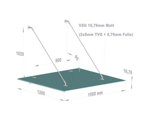 Vordach Hermine Small 150x120 cm VSG satiniert