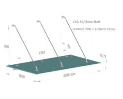 Vordach Hermine Small 200x100 cm VSG satiniert