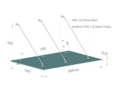 Vordach Hermine Small 200x120 cm VSG satiniert