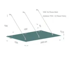 Vordach Hermine Small 200x120 cm VSG satiniert