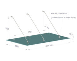 Vordach Hermine Small 230x120 cm VSG satiniert