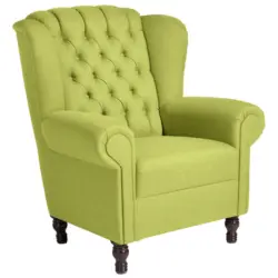 Ohrensessel in Flachgewebe Hellgr&uuml;n