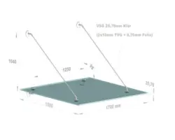 Vordach Hermine Large 170x150 cm VSG klar