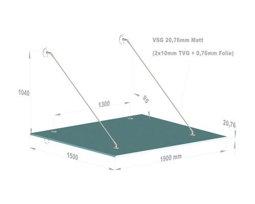 Vordach Hermine Large 190x150 cm VSG satiniert