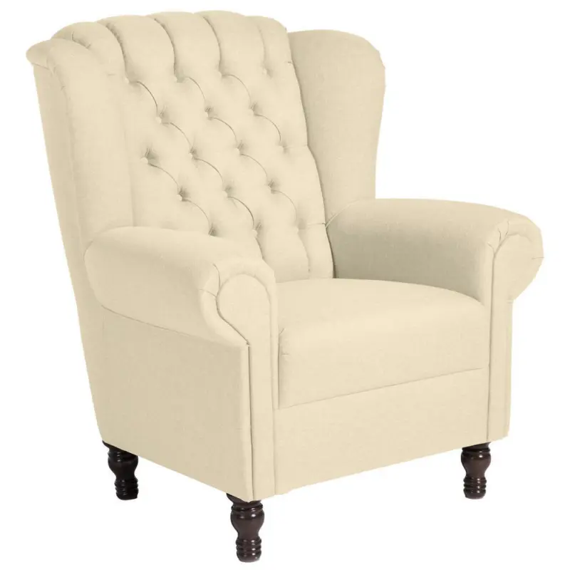 Ohrensessel in Flachgewebe Beige