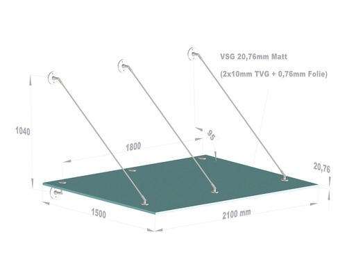 Vordach Hermine Large 210x150 cm VSG satiniert