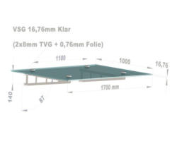 Vordach Leonie Small 170x100 cm VSG klar