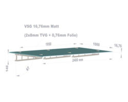 Vordach Leonie Small 240x100 cm VSG satiniert