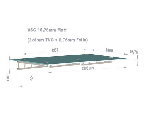 Vordach Leonie Small 240x100 cm VSG satiniert