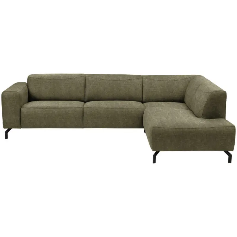 Ecksofa in Lederlook Olivgrün