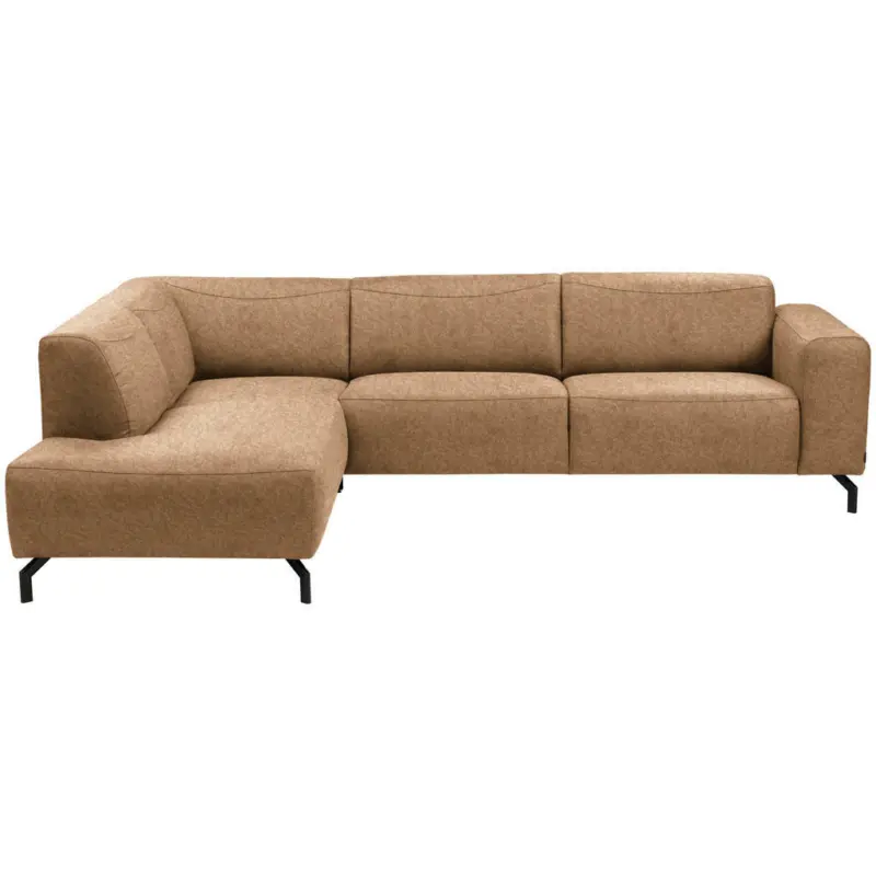 Ecksofa in Lederlook Hellbraun