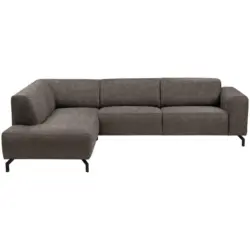 Ecksofa in Lederlook Graubraun
