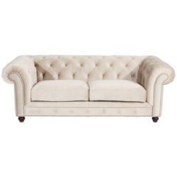 Chesterfield-Sofa in Samt, Velours Creme