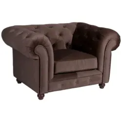 Chesterfield-Sessel in Samt, Velours Braun
