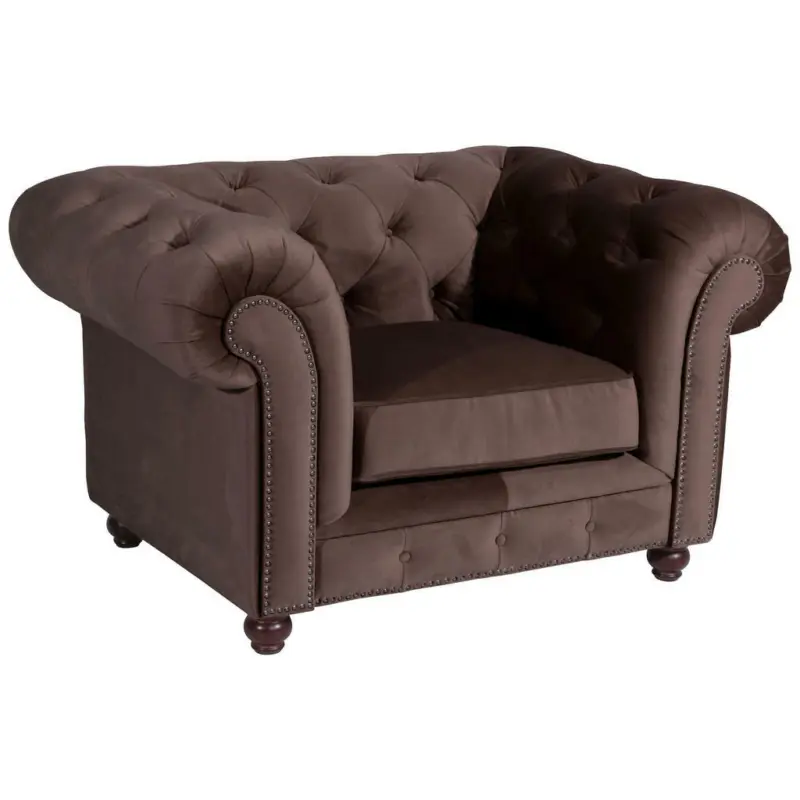 Chesterfield-Sessel in Samt, Velours Braun