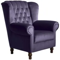 Ohrensessel in Samt, Velours Lila