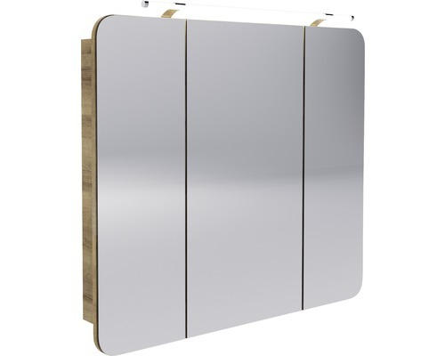 LED-Spiegelschrank Fackelmann Milano 3-türig 90x78x15,5 cm braun