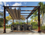 Hornbach Aluminium Pergola, Pavillon Paragon Outdoor Florida 11x11 mit verstellbarem Sonnensegel 320 x 320 cm Cocoa holzoptik
