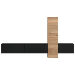 Wohnwand 282/160/37 cm in Schwarz