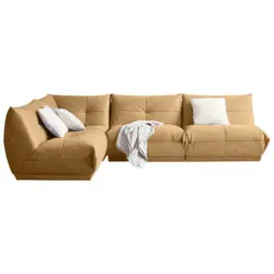 Ecksofa in Lederlook Hellbraun