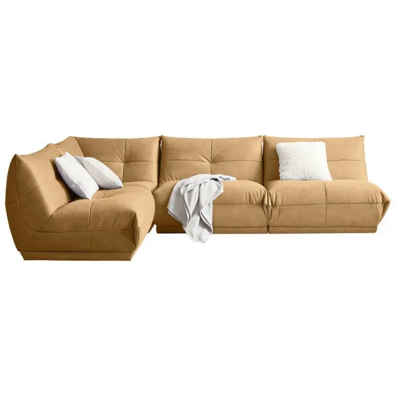 Ecksofa in Lederlook Hellbraun