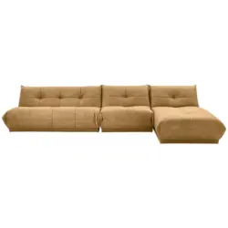 Ecksofa in Lederlook Hellbraun