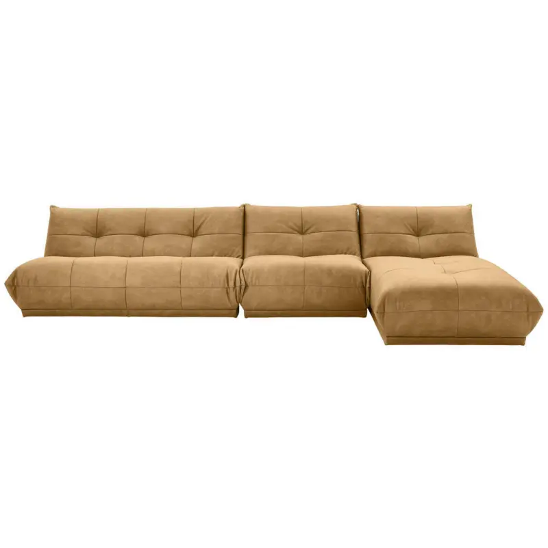 Ecksofa in Lederlook Hellbraun