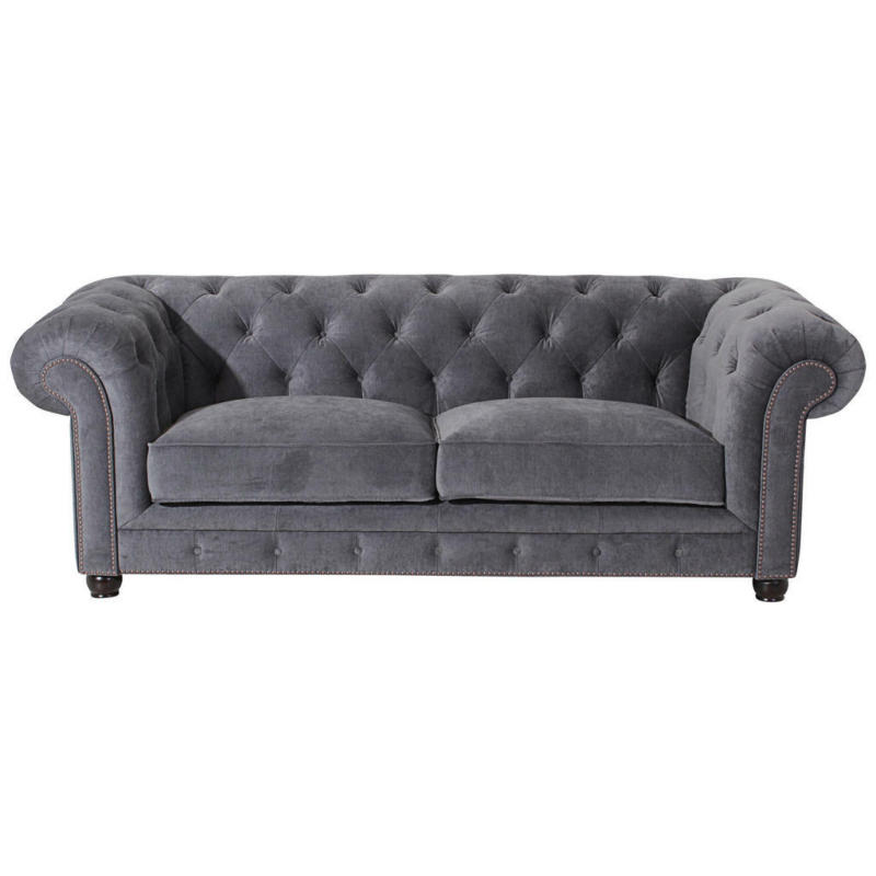 Chesterfield-Sofa in Mikrofaser Grau
