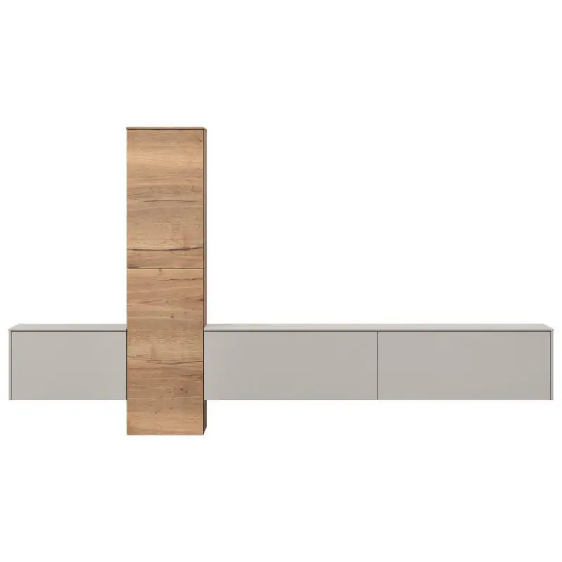 Wohnwand 282/160/37 cm in Grau, Eichefarben