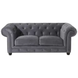 Chesterfield-Sofa in Mikrofaser Grau