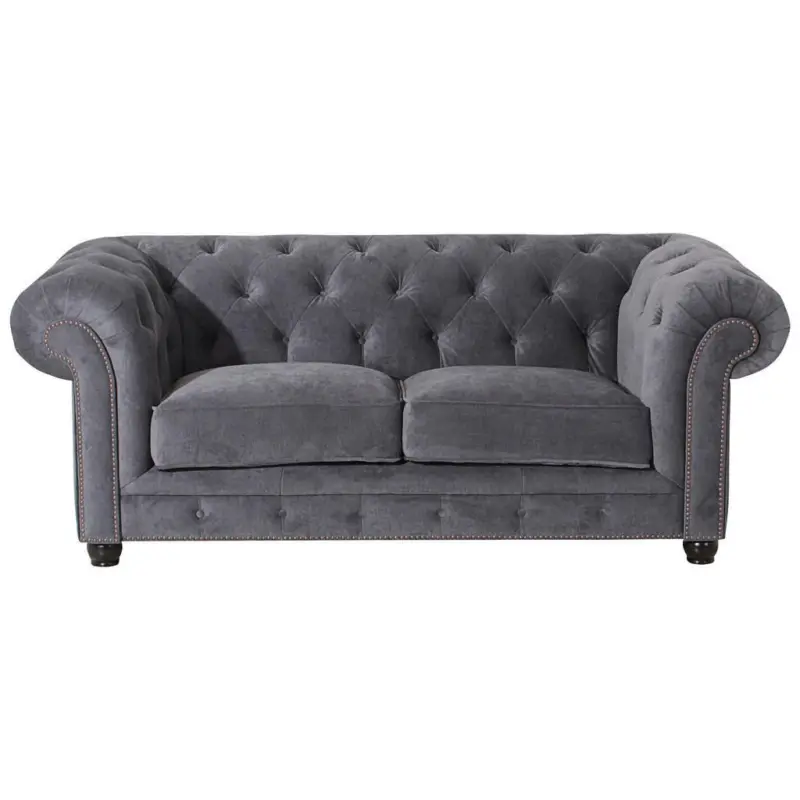 Chesterfield-Sofa in Mikrofaser Grau