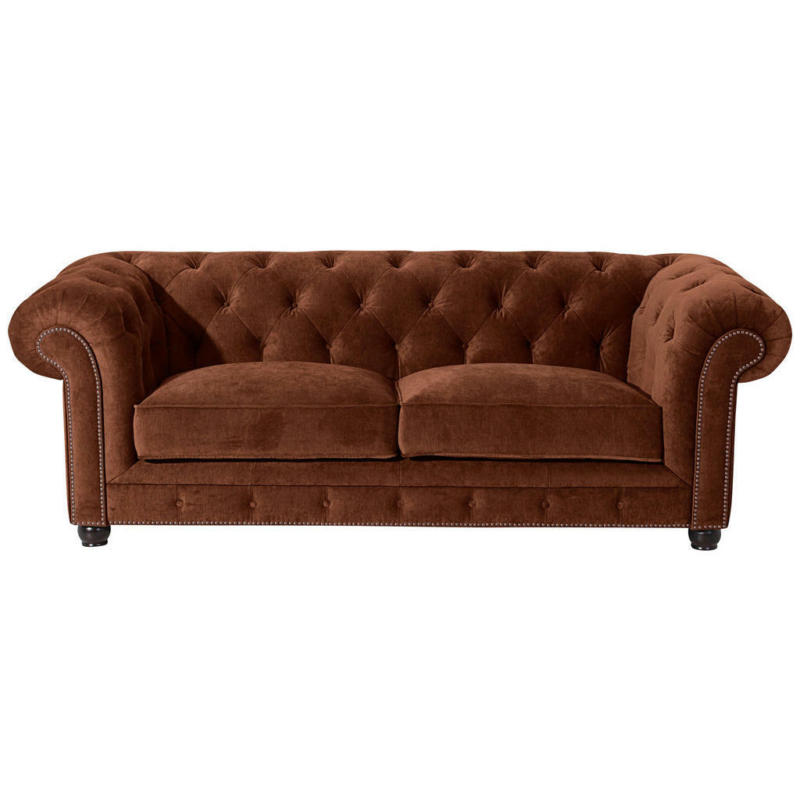 Chesterfield-Sofa in Mikrofaser Braun