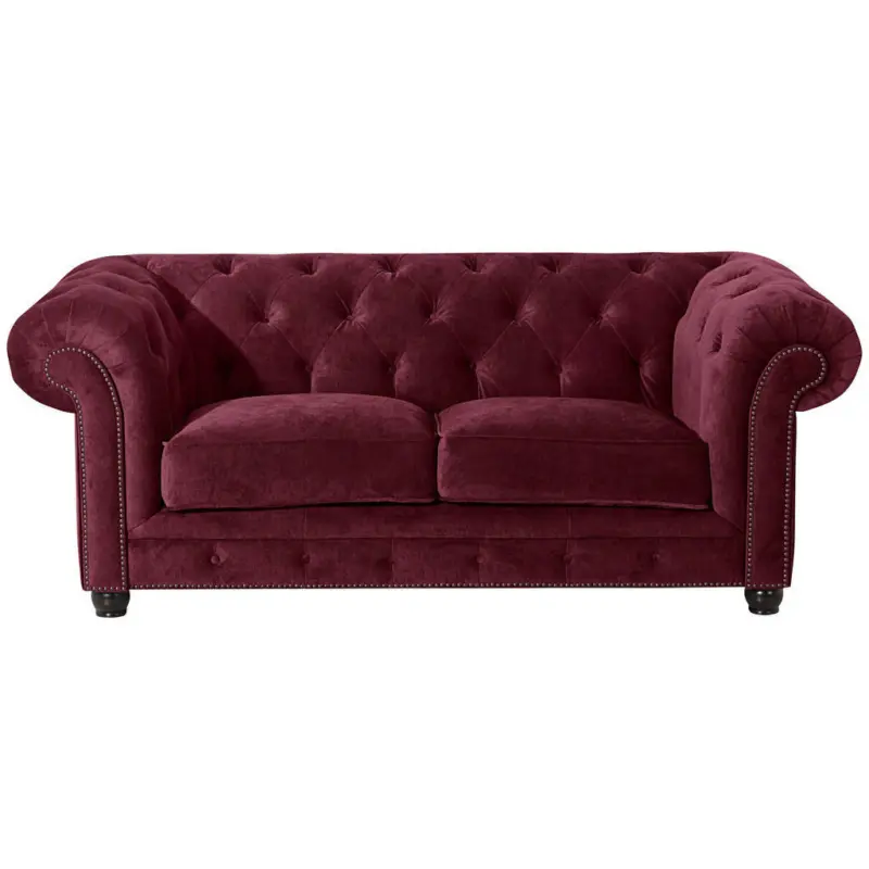 Chesterfield-Sofa in Mikrofaser Dunkelrot