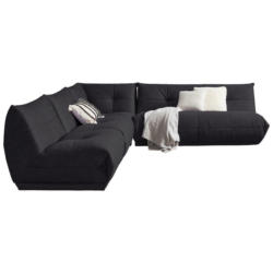 Ecksofa in Lederlook Schwarz