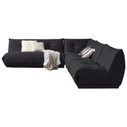 Ecksofa in Lederlook Schwarz