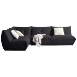 Ecksofa in Lederlook Schwarz
