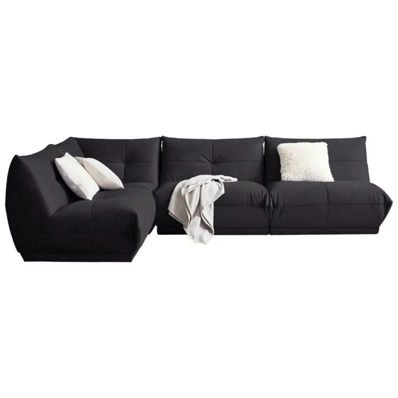 Ecksofa in Lederlook Schwarz