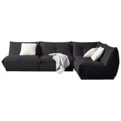 Ecksofa in Lederlook Schwarz