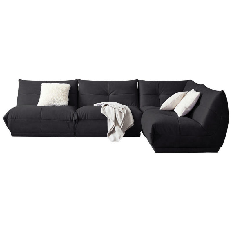 Ecksofa in Lederlook Schwarz