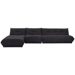 Ecksofa in Lederlook Schwarz